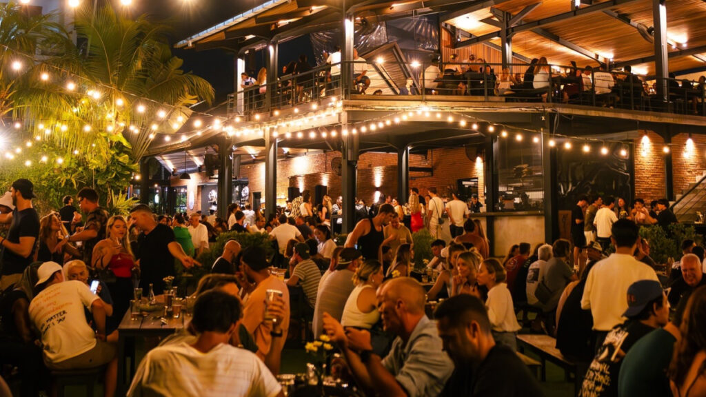 Evening crowd at a nightlife venue near Seminyak
