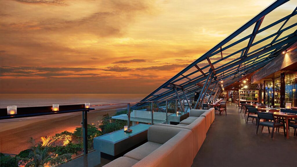 Rooftop restaurant overlooking Seminyak Beach