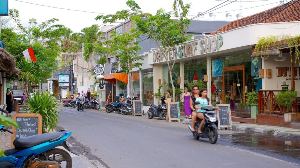 Central Seminyak shopping street in Bali