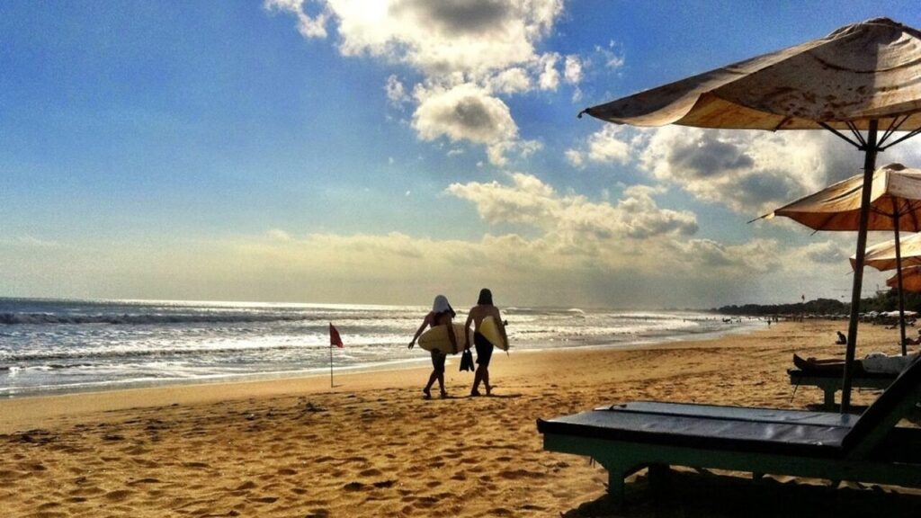 Visitors relaxing: Seminyak Beach