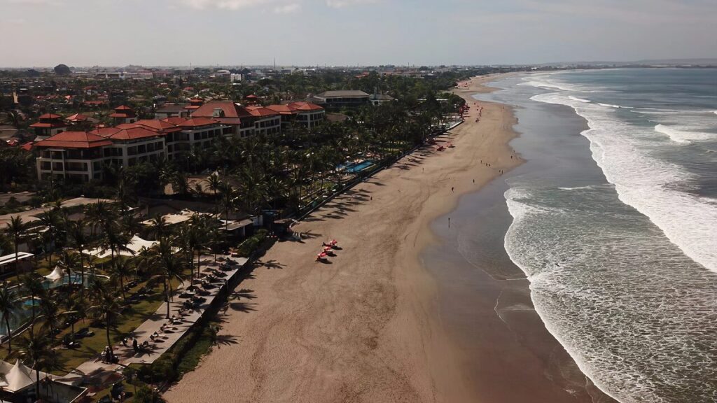 Aerial view of Seminyak Beach in Bali